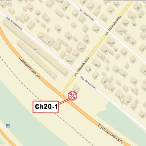 Схема рекламной плоскости по адресу Сумгаитская ул./Можайского ул. (въезд/выезд на Киев, большой траснпортный поток)