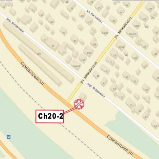 Схема рекламной плоскости по адресу Сумгаитская ул./Можайского ул. (въезд/выезд на Киев, большой траснпортный поток)