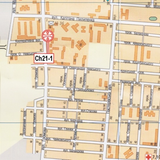 Схема рекламной плоскости по адресу Громова ул., 29/2 - Кооперативная ул., (Почта №36, Паб "BierLoga", продуктовый магазин, парикмахерская "Шик"), направ. в центр города