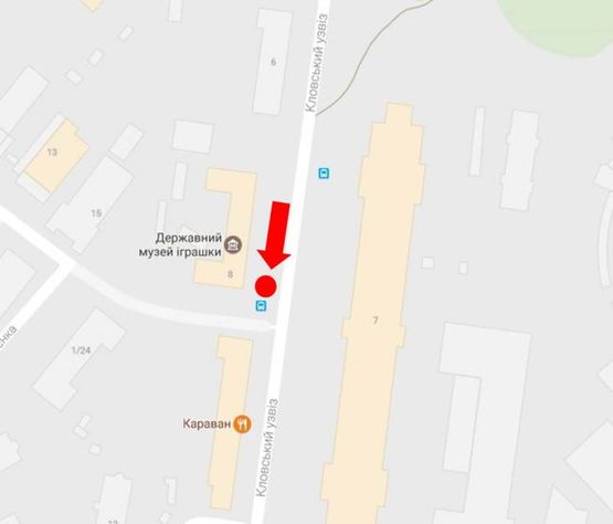 Схема рекламной плоскости по адресу Кловский спуск, 8, напротив, в сторону Институтской ул.