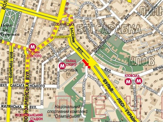 Схема рекламной плоскости по адресу Украинки бул., 2 / Госпитальная ул., на светофоре, напротив "Паруса", в сторону Украинки пл.