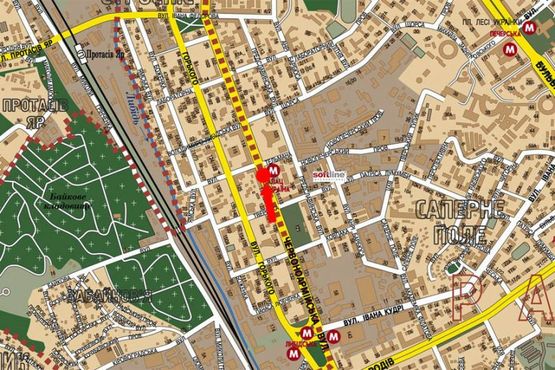 Схема рекламної площини за адресою Б. Васильковская ул. (бывш. Красноармейская ул.), в сторону Коновальца ул. (бывш. Щорса ул.), ст. м. "Палац Украина"