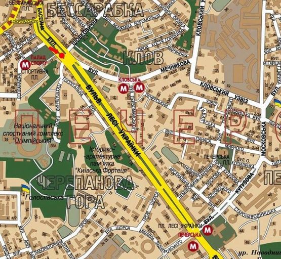 Схема рекламной плоскости по адресу Бассейная ул. / бул. Украинки/ ул. Мечникова, разделитель, ТРЦ "Gulliver", на светофоре, в сторону пл. Украинки