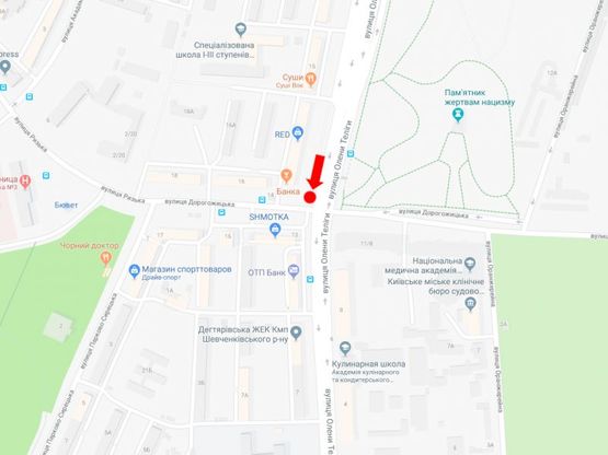 Схема рекламной плоскости по адресу Телиги ул., 13/14 - ул. Дорогожицкая, на светофоре, в сторону ст. м. "Шулявская"