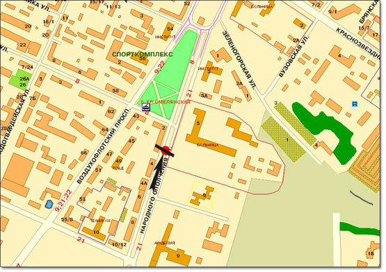 Схема рекламной плоскости по адресу Народного ополчения,2 напр.Севастопольской пл.