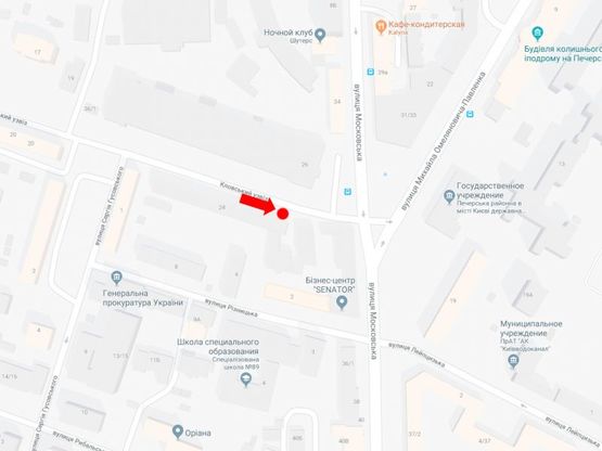 Схема рекламной плоскости по адресу Кловский спуск ул., 24, в сторону ул. Московской