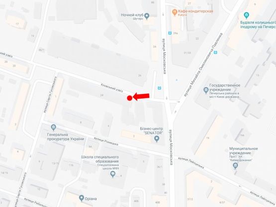 Схема рекламной плоскости по адресу Кловский спуск ул., 24, в сторону ул. Мечникова