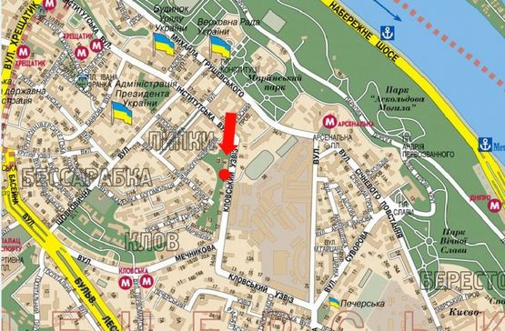 Схема рекламной плоскости по адресу Кловский спуск, 6, в сторону Мечникова ул.