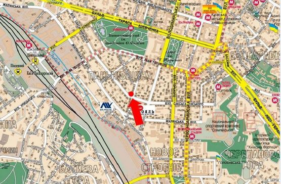 Схема рекламной плоскости по адресу Саксаганского ул. / ул. Тарасовская, в сторону пл. Победы