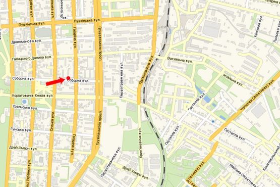 Схема рекламной плоскости по адресу Соборная ул., возле магазина "Комфорт"