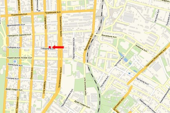 Схема рекламной плоскости по адресу Соборная ул., возле магазина "Соборний"