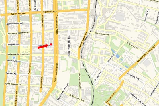 Схема рекламной плоскости по адресу Соборная ул., возле магазина "Олимп"