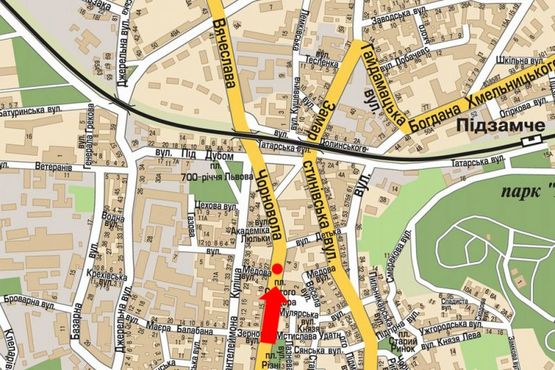 Схема рекламной плоскости по адресу Черновола пр. / Медовая ул., разделитель, возле клуба "Malevych", из центра