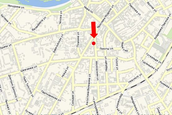 Схема рекламной плоскости по адресу Московская ул. / ул. Я. Мудрого, возле "Укрсиббанка"