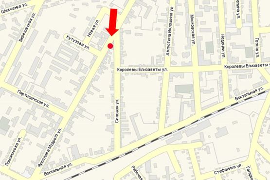 Схема рекламной плоскости по адресу Мудрого Я. ул., возле магазина "Золото"