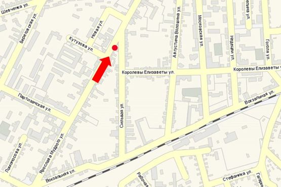 Схема рекламной плоскости по адресу Мудрого Я. ул., возле магазина "Золото"