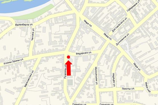 Схема рекламной плоскости по адресу Пушкина ул. / ул. Федорова, возле церкви