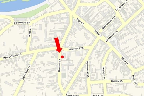 Схема рекламной плоскости по адресу Пушкина ул., возле церкви