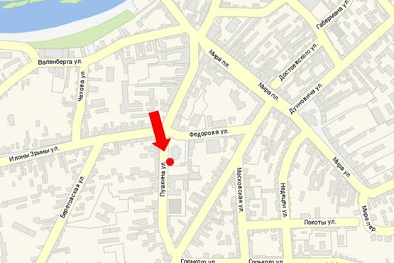 Схема рекламной плоскости по адресу Пушкина ул., возле церкви