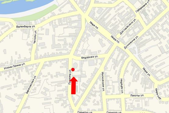 Схема рекламной плоскости по адресу Пушкина ул., возле церкви