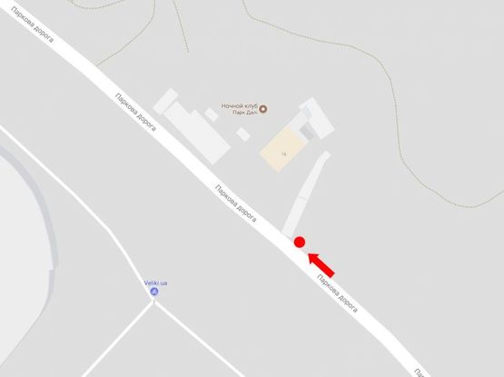 Схема рекламной плоскости по адресу Парковая дорога ул., 16, ресторан "Dali park", в сторону ул. Грушевского, Европейской пл.