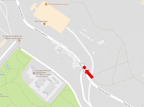 Схема рекламной плоскости по адресу Парковая дорога ул., 3/5, перед КВЦ "Парковый", в сторону ул. Грушевского, Европейской пл.