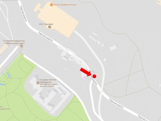 Схема рекламної площини за адресою Парковая дорога ул., 3/5, за КВЦ "Парковый", в сторону Днепровского спуска