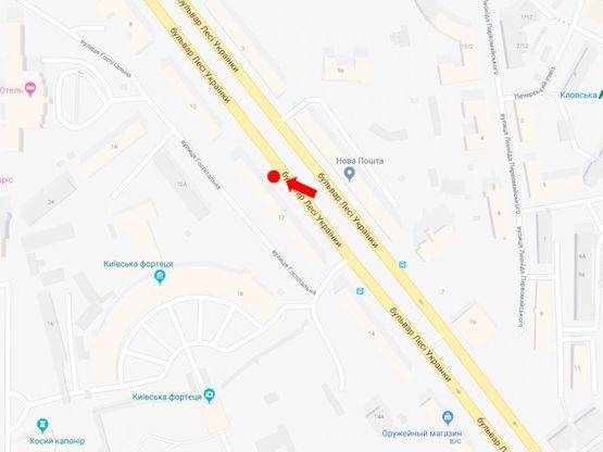 Схема рекламної площини за адресою Украинки бул., 12, в сторону ул. Крешатик