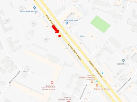 Схема рекламной плоскости по адресу Украинки бул., 22, в сторону пл. Л. Украинки