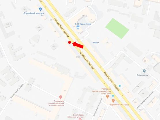 Схема рекламной плоскости по адресу Украинки бул., 22, в сторону ул. Крешатик