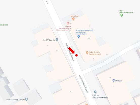 Схема рекламной плоскости по адресу Михайловская ул., 24а, в сторону Майдана Незалежности