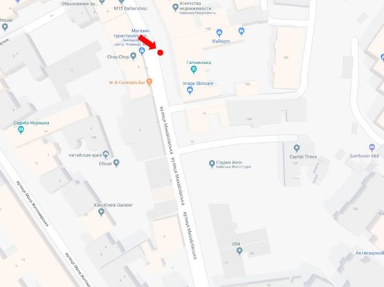 Схема рекламной плоскости по адресу Михайловская ул., 16, в сторону Майдана Незалежности