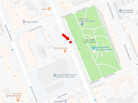 Схема рекламной плоскости по адресу Б. Васильковская ул., напротив д. 124, в сторону ст. м. "Лыбедская"