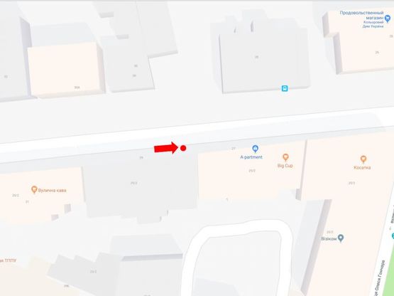 Схема рекламной плоскости по адресу Б. Житомирская ул., 29, в сторону ул. Крещатик