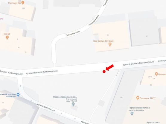 Схема рекламної площини за адресою Б. Житомирская ул., 33, в сторону пл. Львовская