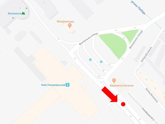 Схема рекламной плоскости по адресу Вокзальная ул., к ул. Толстого со стороны Центрального ж/д вокзала