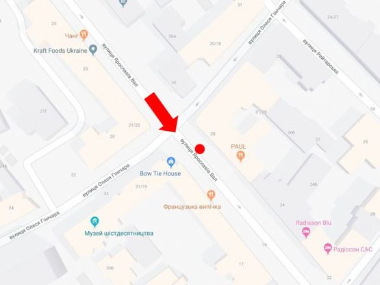 Схема рекламной плоскости по адресу Ярославов Вал ул., 28, возле кафе "Paul" и отеля "Radisson Blu", в сторону Владимирская ул.