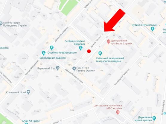 Схема рекламной плоскости по адресу Липская ул.,16 / пер. Липский, напротив ресторана "Липский особняк", в сторону ул. Орлика