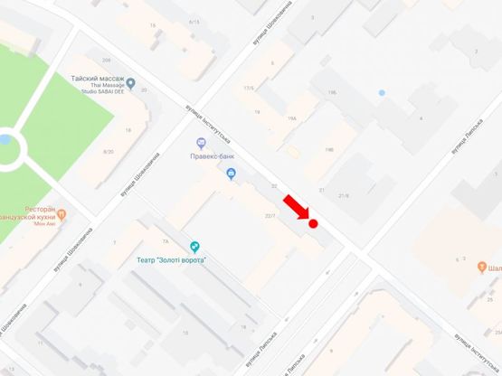 Схема рекламной плоскости по адресу Институтская ул., 22/7 - ул. Липская, в сторону Крепостного пер.