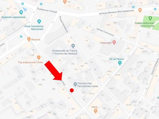 Схема рекламной плоскости по адресу Ярославов Вал ул., 32, напротив посольства Италии, в сторону ул. Владимирская