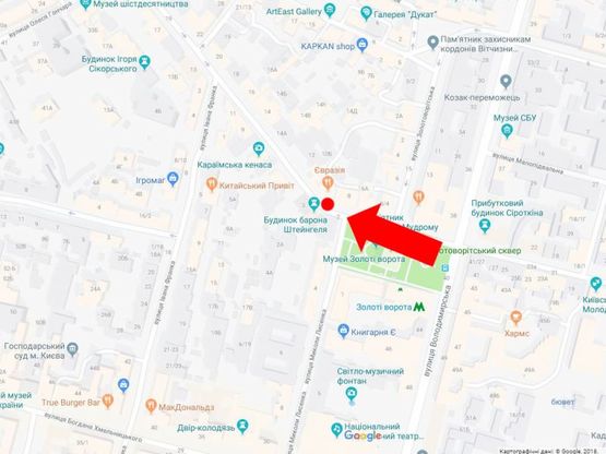 Схема рекламної площини за адресою Ярославов Вал ул., 8, в сторону Львовской пл.