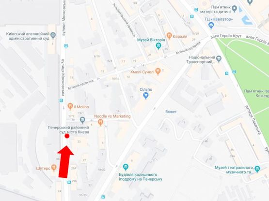 Схема рекламной плоскости по адресу Московская ул., 23, в сторону ст. м. «Арсенальная»