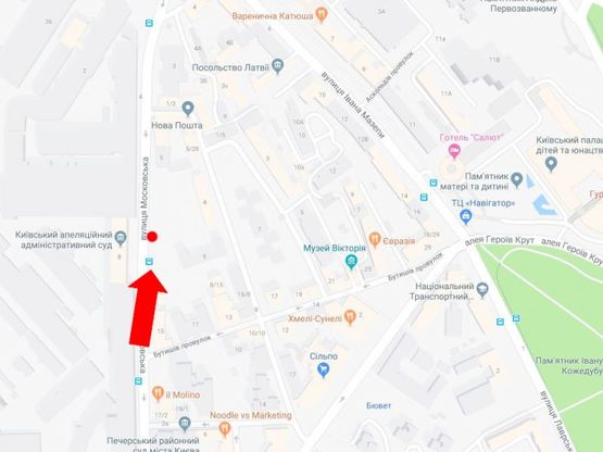 Схема рекламной плоскости по адресу Московская ул., 8, напротив, в сторону ст. м. «Арсенальная»