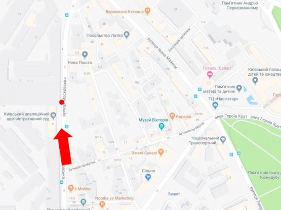 Схема рекламной плоскости по адресу Московская ул., 8, в сторону ст. м. «Арсенальная»