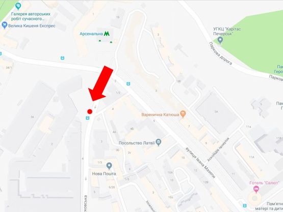 Схема рекламной плоскости по адресу Московская ул., 2, в сторону Кловского спуска