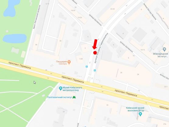 Схема рекламной плоскости по адресу Гаврилишина ул. (бывш. ул. Василевской), 3, разделитель, напротив супермаркета "Сильпо", ТРЦ "Smart Plaza", в сторону пр. Победы