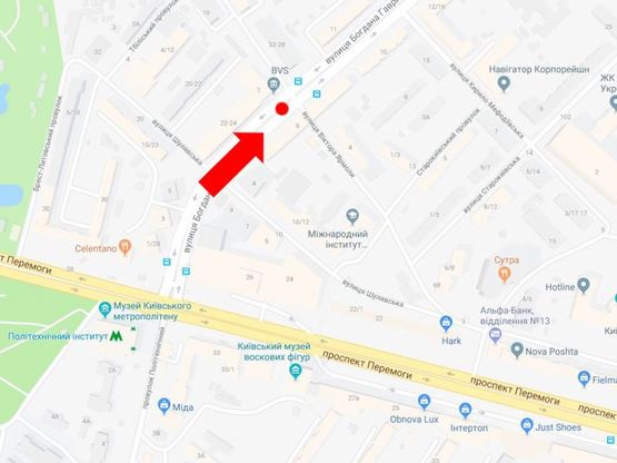 Схема рекламної площини за адресою Гаврилишина ул. (бывш. ул. Василевской), 6 / ул. Ярмолы, разделитель, возле магазина "АТБ", "Рода", в сторону Лукьяновки