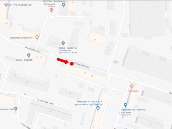 Схема рекламной плоскости по адресу Кловский спуск, 20, в сторону ул. Московская