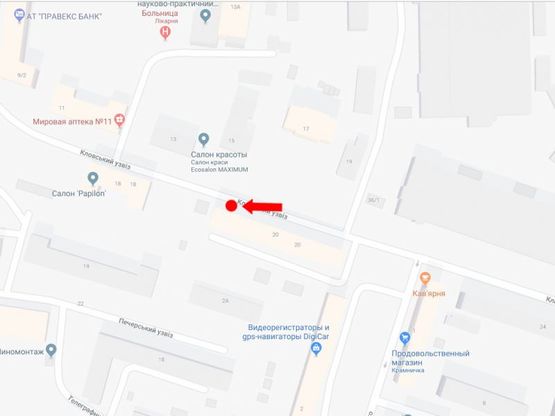 Схема рекламной плоскости по адресу Кловский спуск, 20, в сторону ул. Мечникова