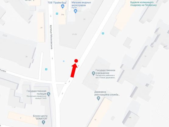 Схема рекламної площини за адресою Омельяновича - Павленко ул. (бывш. Суворова), 15, возле кинотеатра "Зоряный", в сторону пл. Славы